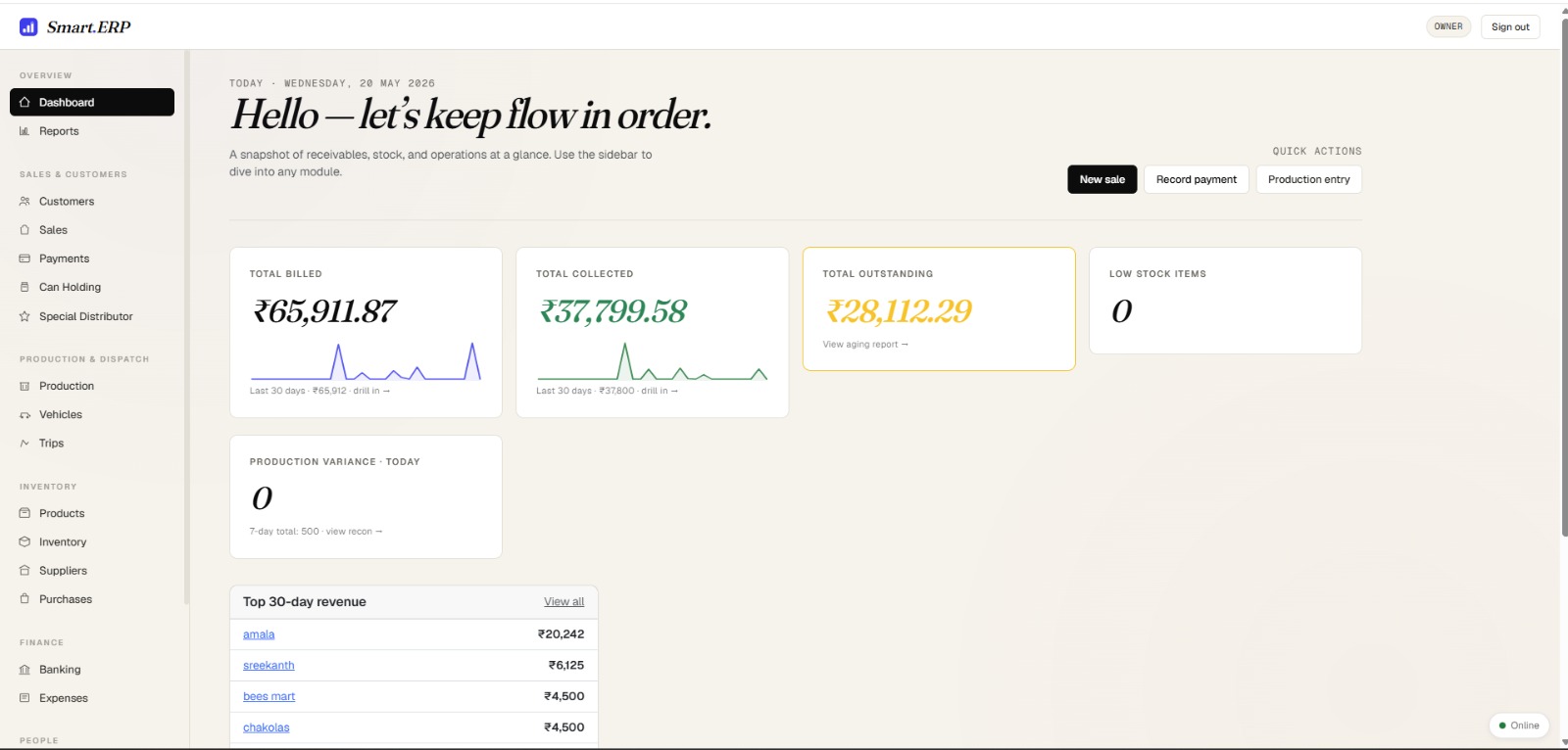 Smart ERP screenshot